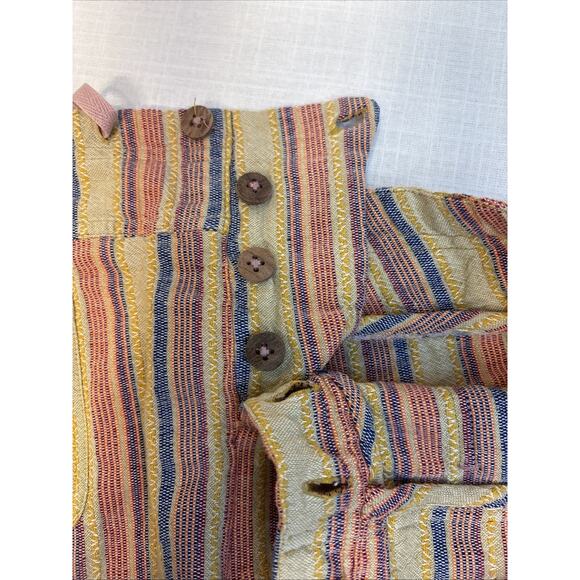 Sundance Rainbow Stripe Woven Shorts Boho Button Front Tie Waist Patch Pockets 8 - Picture 11 of 14